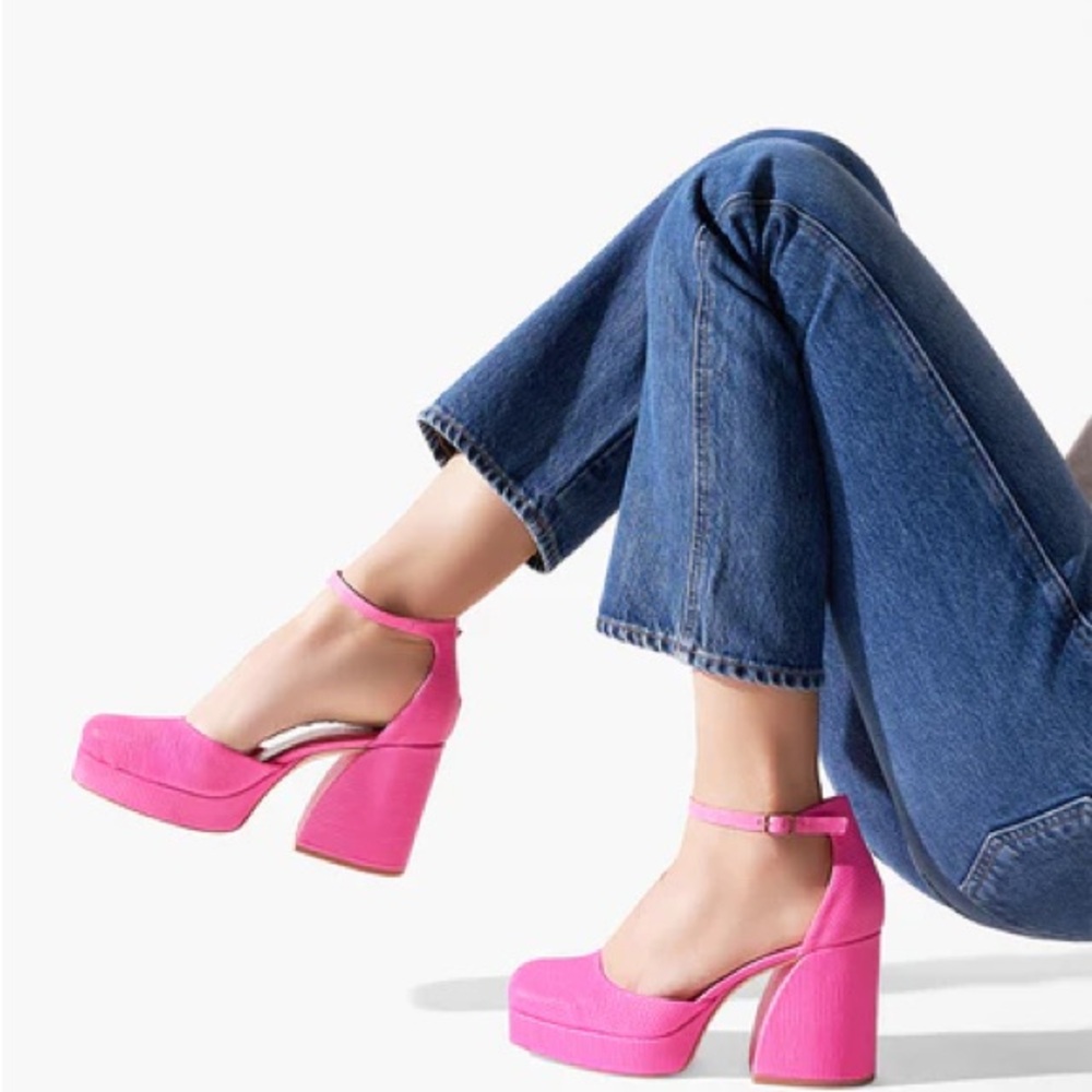 Charlotte Stone Fran Flamingo Pink Platform Heels 🦩
